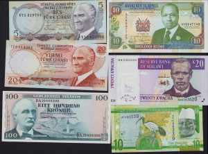 Lot of World paper money: Island, Gambia, ... 