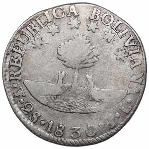 Bolivia 2 Soles 1830 - Simon Bolivar 6.59g. ... 