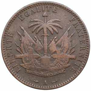 Haiti 1 Cent (an 92) 1895 4.89g. VF/VF