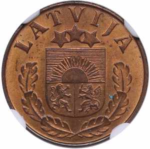 Latvia 1 santims 1937 - NGC MS 64 RB ... 