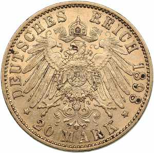 Germany, Hessen 20 mark 1898 A 7.95g. ... 