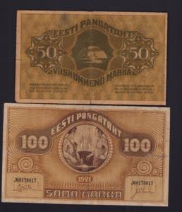 Estonia 100 marka 1921 & 50 marka 1919 (2) ... 