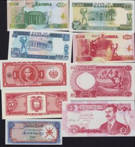 Lot of World paper money: Zambia, Nigeria, ... 
