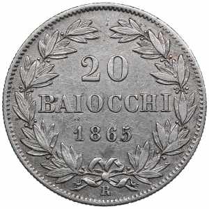 Vatican 20 Baiocchi 1865 5.29g. VF/VF