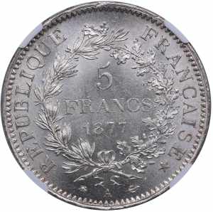 France 5 francs 1877 A - NGC MS 65 An ... 