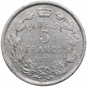 Belgium 5 francs 1933 13.96g. 31mm. VF/XF