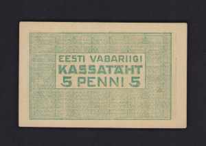 Estonia 5 penni ND (1919) UNC. Pick 39a.