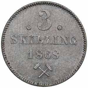 Norway 3 skilling 1868 - Karl XV (1859-1872) ... 