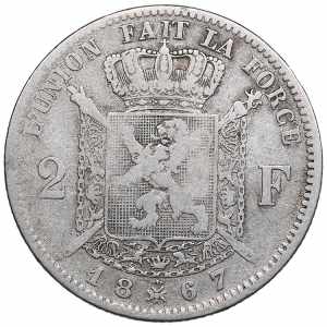 Belgium 2 francs 1867 - Léopold II ... 