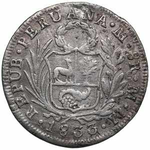 Peru 8 reales 1833 26.70g. F/F Ex Jewelry. ... 
