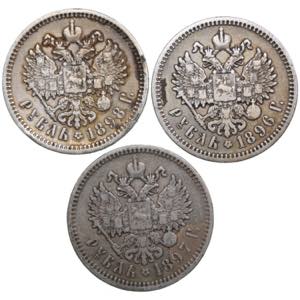 Russia Rouble 1896, 1897 & 1898 (3) Various ... 