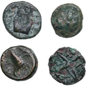 Greek Æ coins 10-11mm (4) Various condition.