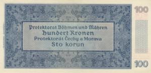 Bohemia & Moravia 100 Kronen 1940 UNC Pick 7.