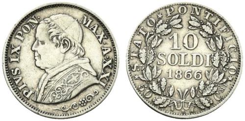 Pio IX. 10 soldi 1866 XXI Ag.2,5g ... 