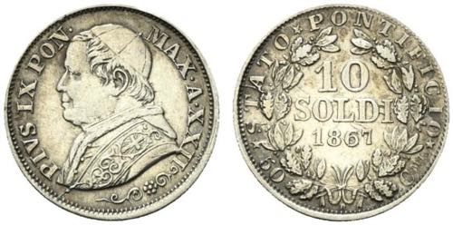 Pio IX. 10 soldi 1867 XXII. Ag ... 
