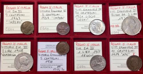 Lotto 8 monete Vittorio Emanuele ... 