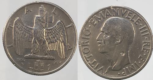 Vittorio Emanuele III 1 lira 1936 ... 