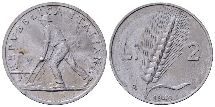 REPUBBLICA ITALIANA. 2 lire 1946 ... 