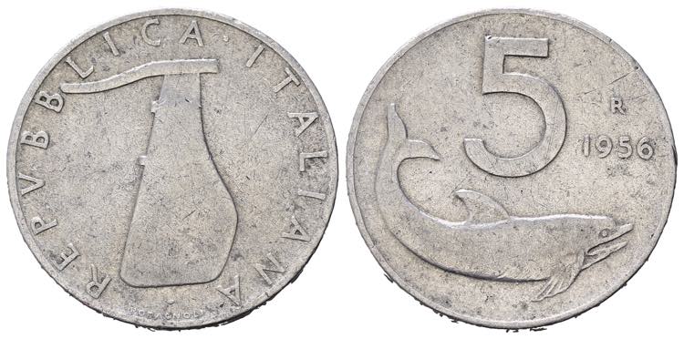 REPUBBLICA ITALIANA. 5 lire 1956 ... 