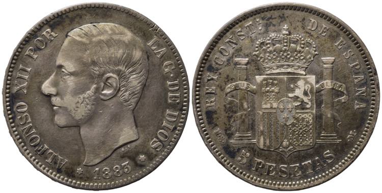 SPAGNA. Alfonso XII. 5 pesetas ... 