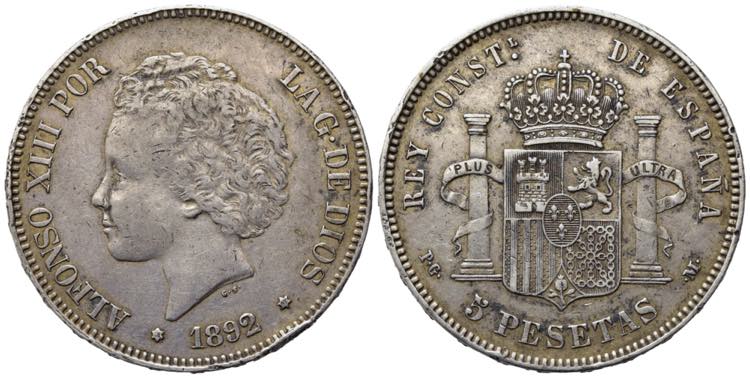 SPAGNA. Alfonso XIII. 5 pesetas ... 