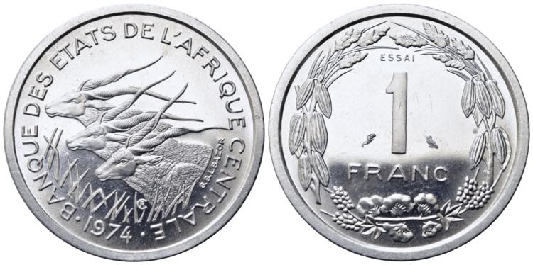 AFRICA CENTRALE. 1 Franc 1974 ... 