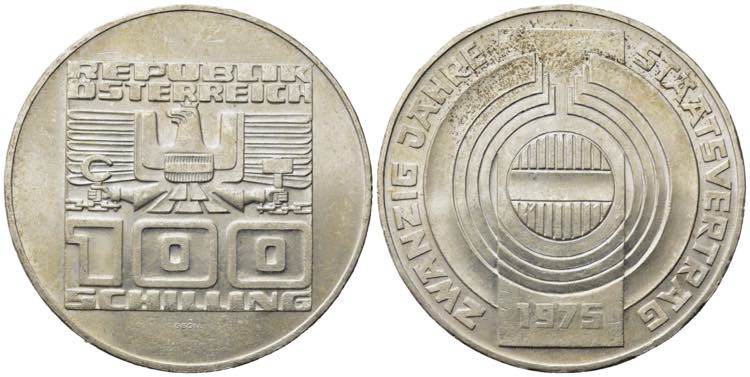 AUSTRIA. 100 Schilling 1975. Ag. ... 