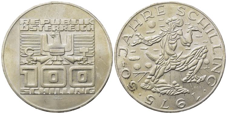 AUSTRIA. 100 Schilling 1975. Ag. ... 