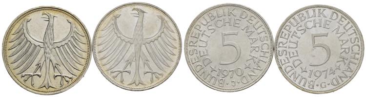 GERMANIA. Lotto di 2 monete da 5 ... 