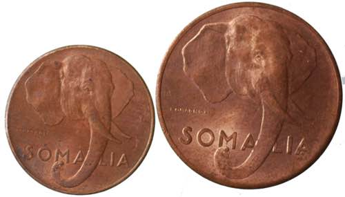 Somalia. AFIS. Lotto di due monete ... 