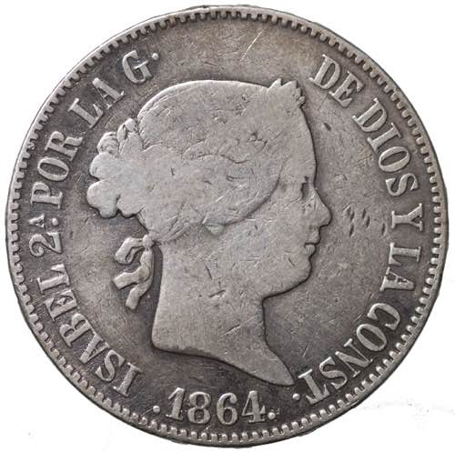 Spain. Isabella II 10 reales 1864 ... 