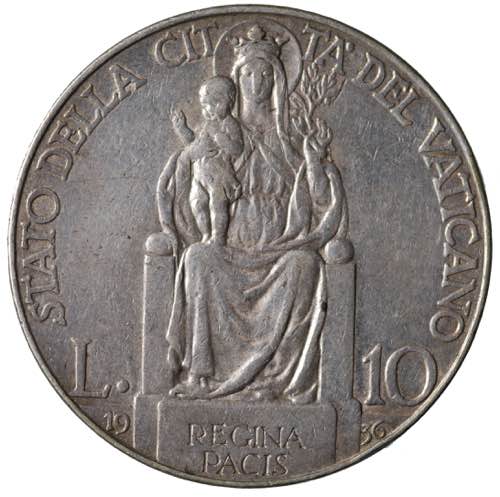 Vaticano. Pio XI 10 lire 1936 AG BB
