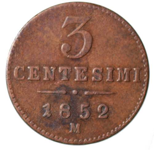 Lombardo Veneto. 3 centesimi 1852 ... 