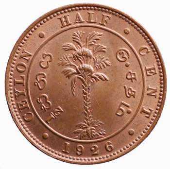 Ceylon. Giorgio V. 1/2 cent 1926  ... 