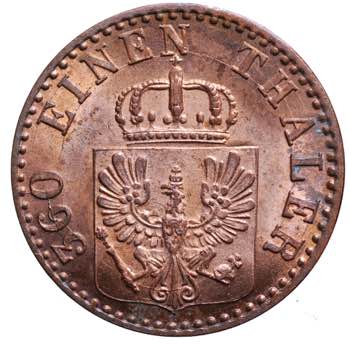Germania, Prussia. 1 Pfenning 1863 ... 