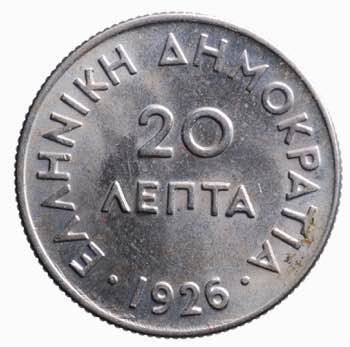 Grecia. 20 lepta 1926 qFDC
