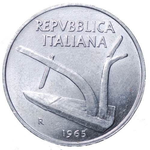 REPUBBLICA ITALIANA. 10 lire 1965. ... 