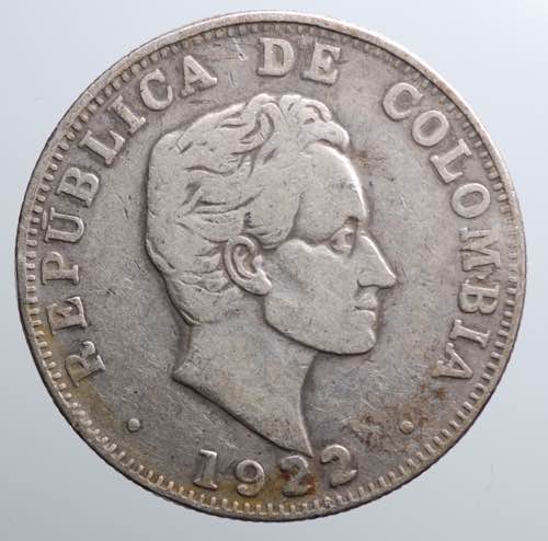 COLOMBIA. 50 centavos 1922. Ag gr. ... 