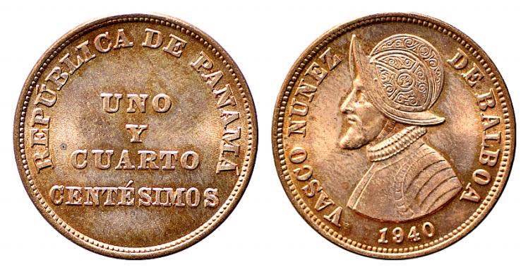 PANAMA. 1-1/4 Centesimos 1940. AE ... 