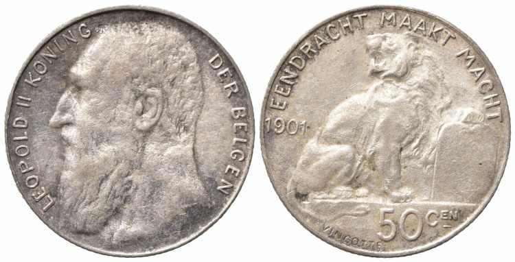 BELGIO. Leopoldo II. 50 centimes ... 
