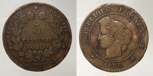 France. 5 centimes 1896 A torche rare MB