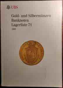 UBS Basel  – Lagerliste 71, 1999. Gold und ... 