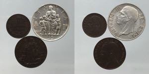 Lotto 3 monete Vittorio Emanuele III. (5 ... 