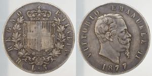 Vittorio Emanuele II. 5 lire 1877 Roma ... 