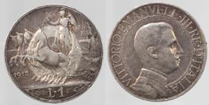 Vittorio Emanuele III 1 lira 1912 Ag. BB ... 