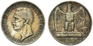 Vittorio Emanuele III. 5 lire 1927 Ag.5g qBB ... 