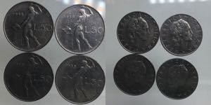 Lotto 50 lire 1958 (4 monete) conservazioni ... 