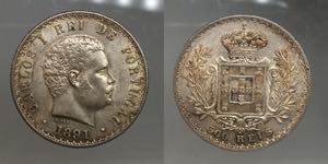 Portugal. Carlos I. 500 reis 1891 AG.12,3g  ... 