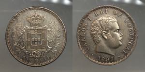 Portugal. Carlos I. 500 reis 1898 AG.12,5g  ... 