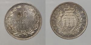 San Marino. 50 centesimi 1898 Roma. Ag 2,5g ... 